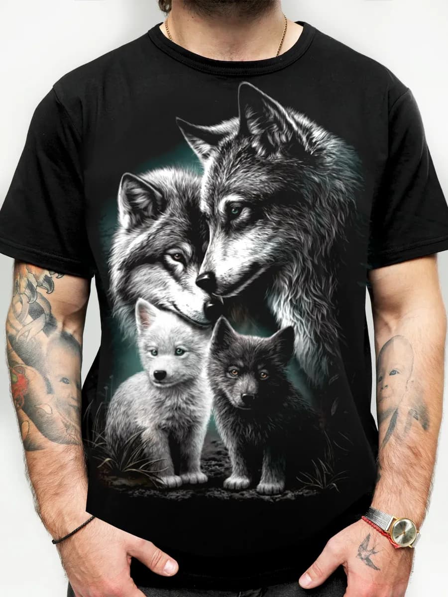 Футболка хлопок с Волком принт y2k оверсайз