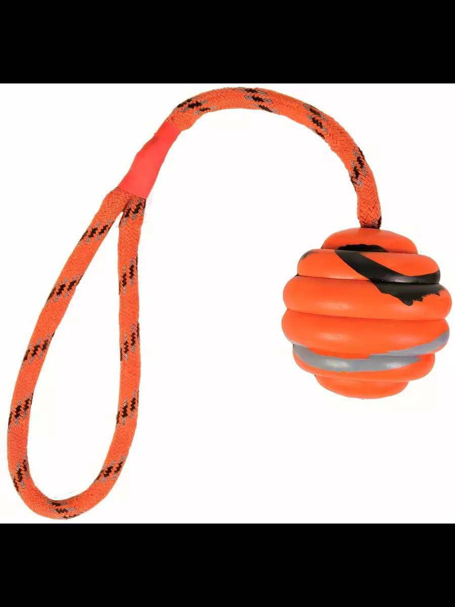 Мяч для собак, на верёвке, каучук, нейлон, 6 см, 30 см