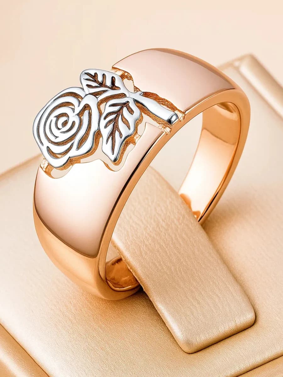 Кольцо бижутерия крупное позолоченное