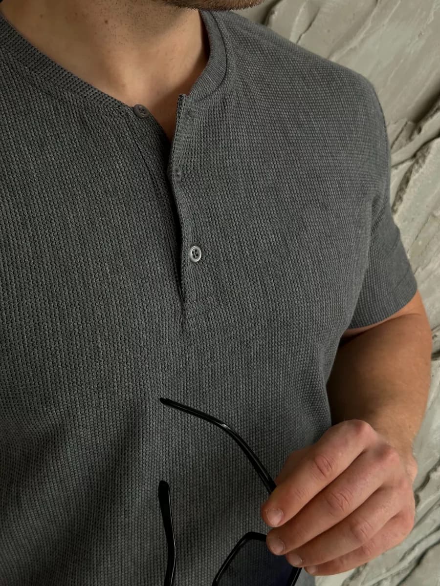 Футболка поло мужская на пуговицах с коротким рукавом