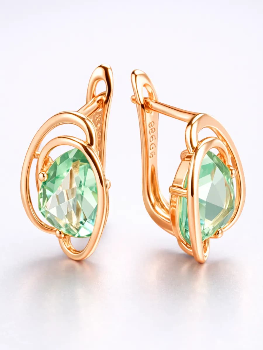 Серьги бижутерия позолоченные вечерние украшения