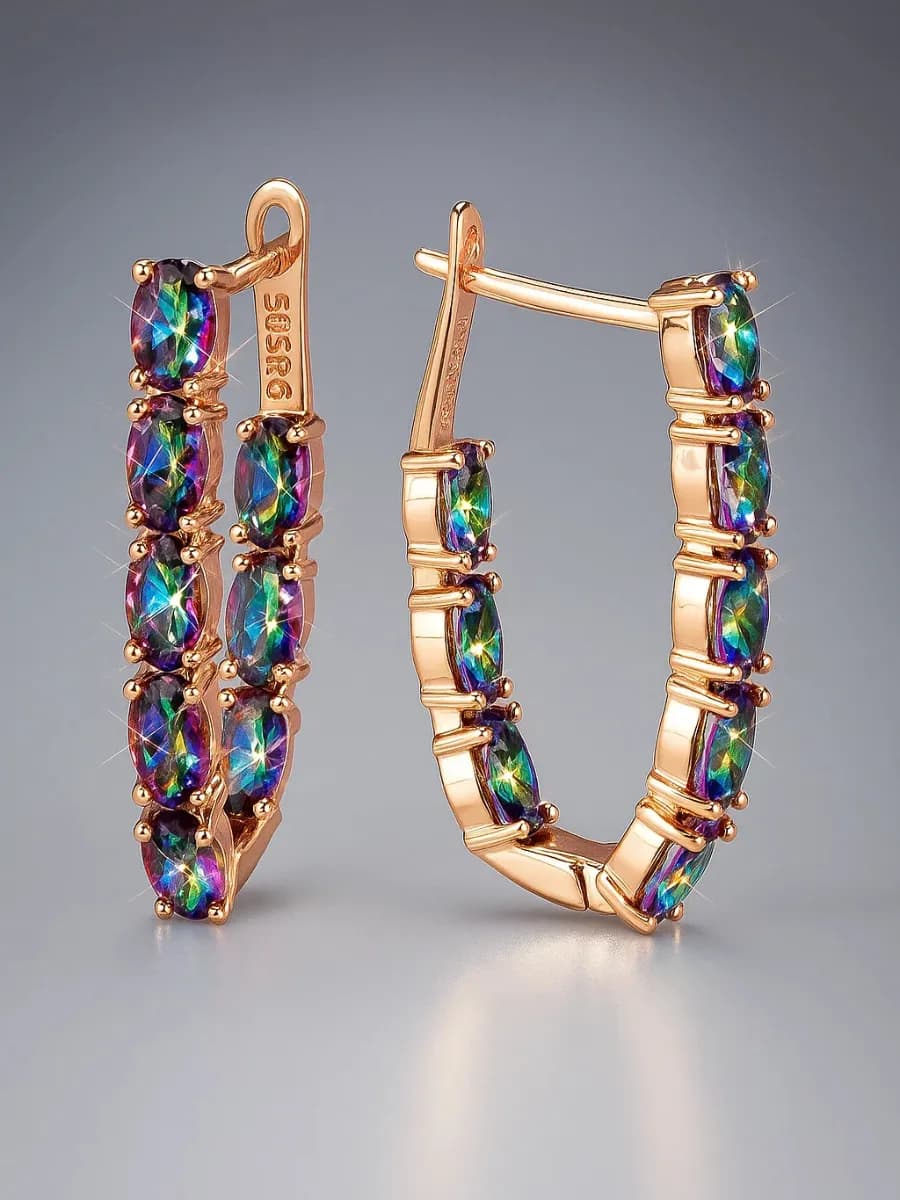 Серьги бижутерия позолоченные крупные вечерние украшения