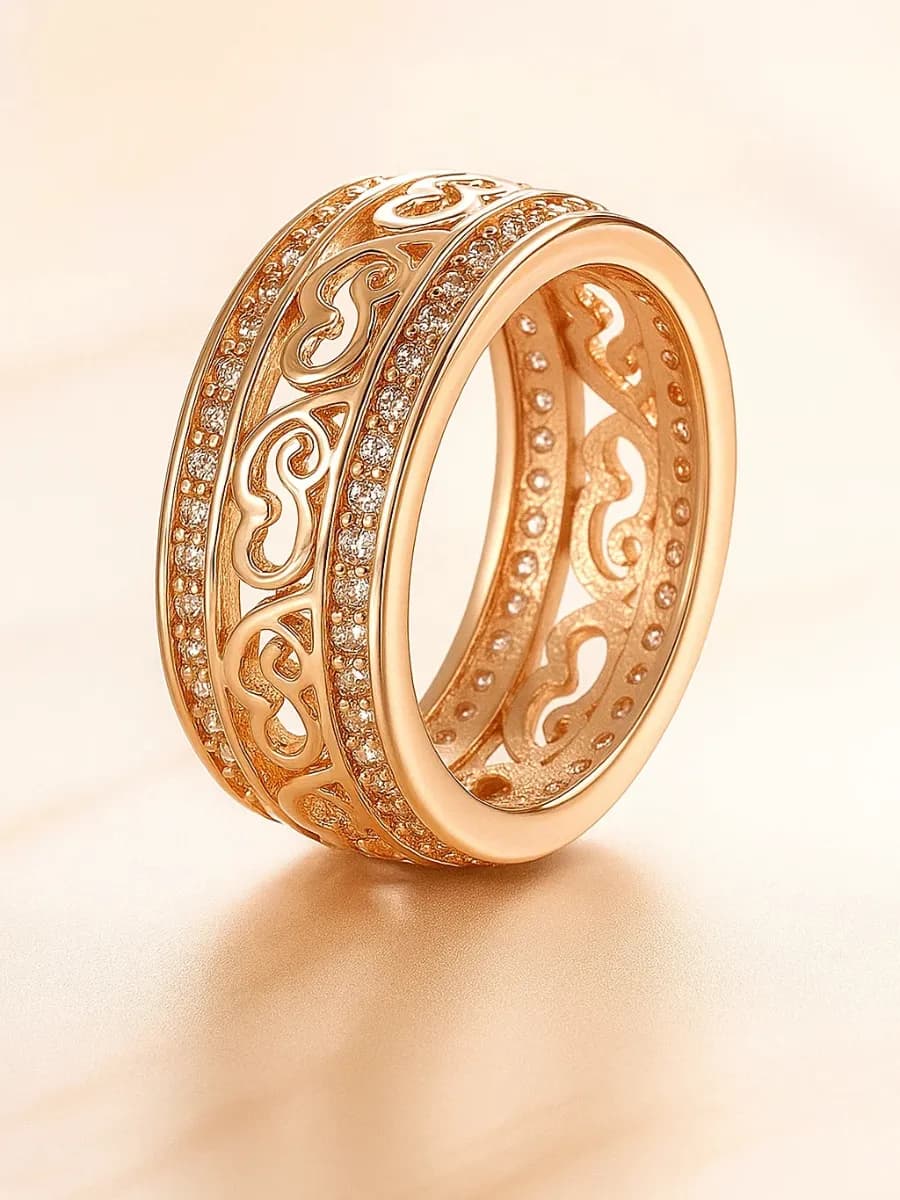 Кольцо бижутерия крупное позолоченное