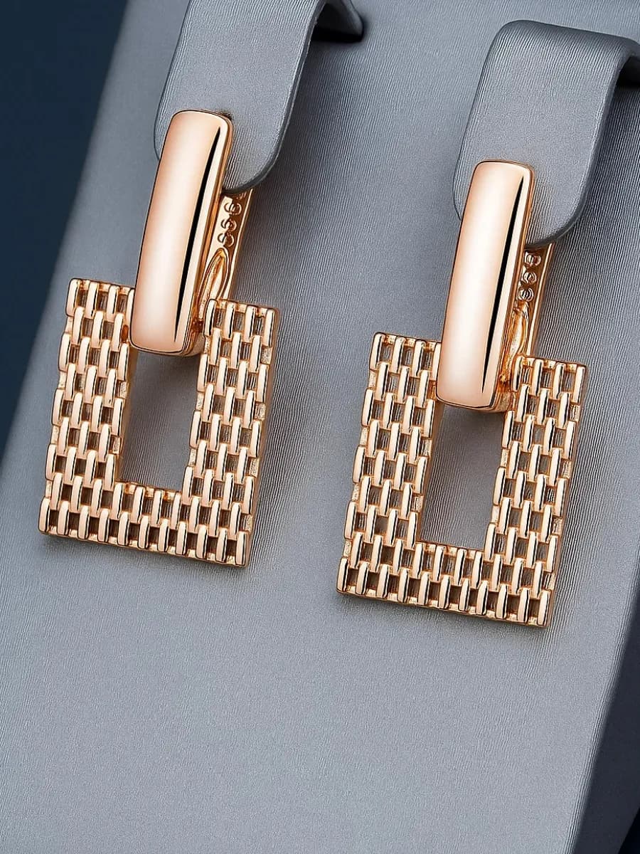 Серьги бижутерия позолоченные вечерние украшения