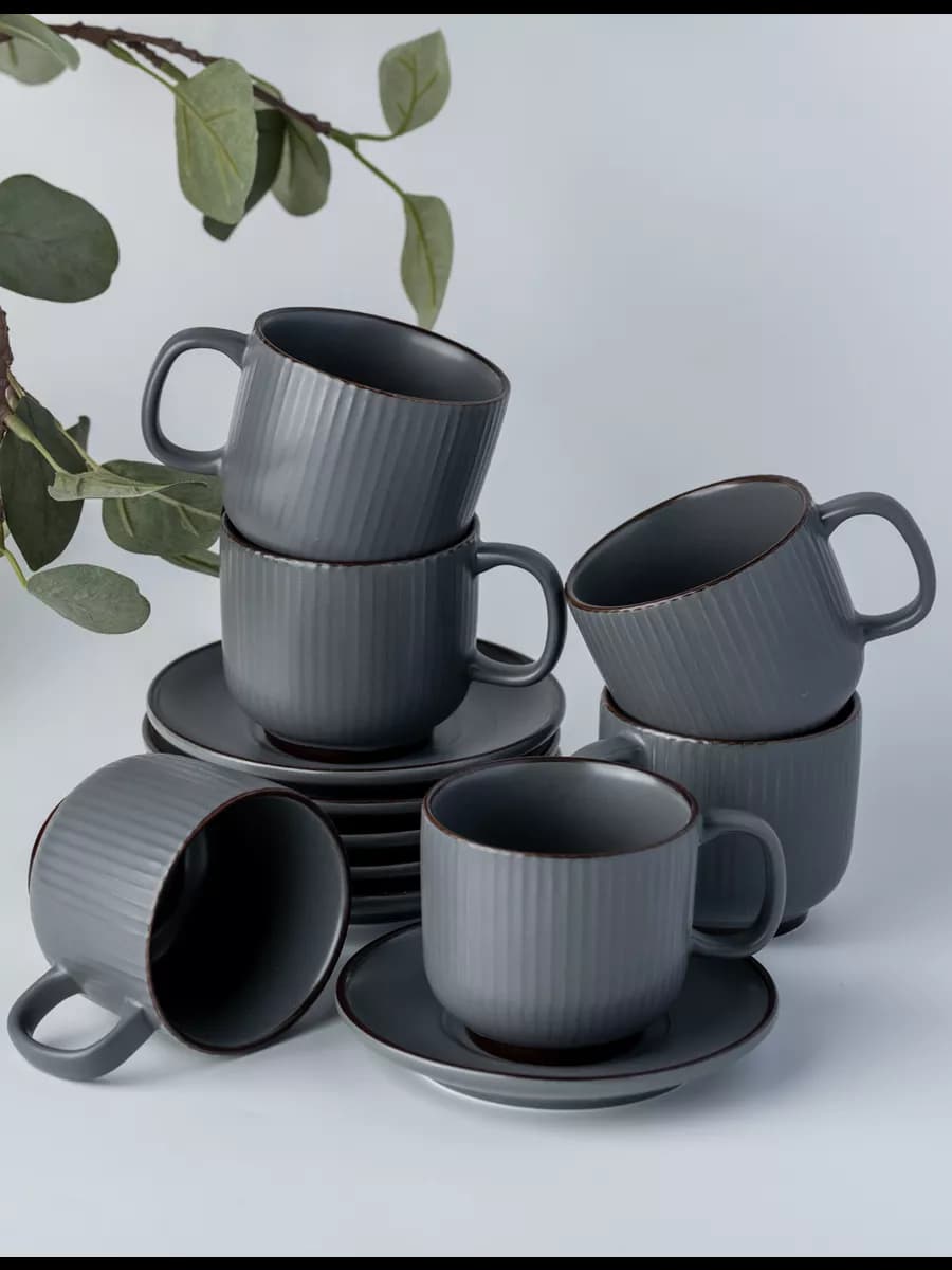 Чайный сервиз и набор кружка с блюдцем 6 шт 210 мл