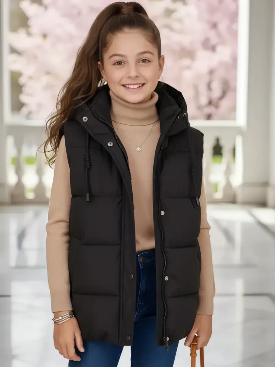 Жилет осенний с капюшоном