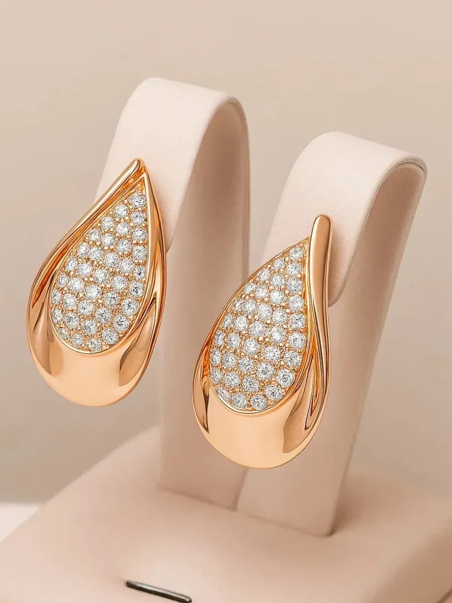 Серьги капли позолоченные бижутерия