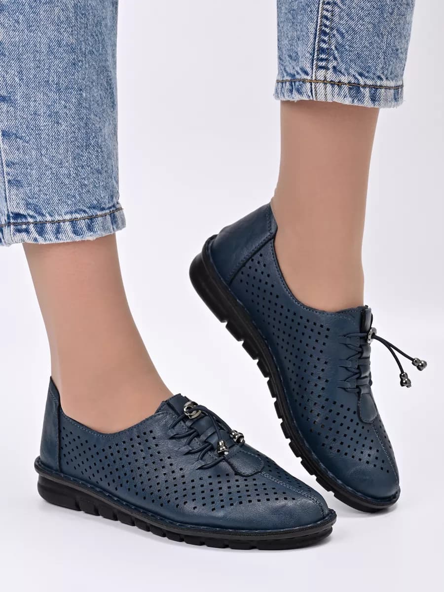 Мокасины летние кожаные с перфорацией