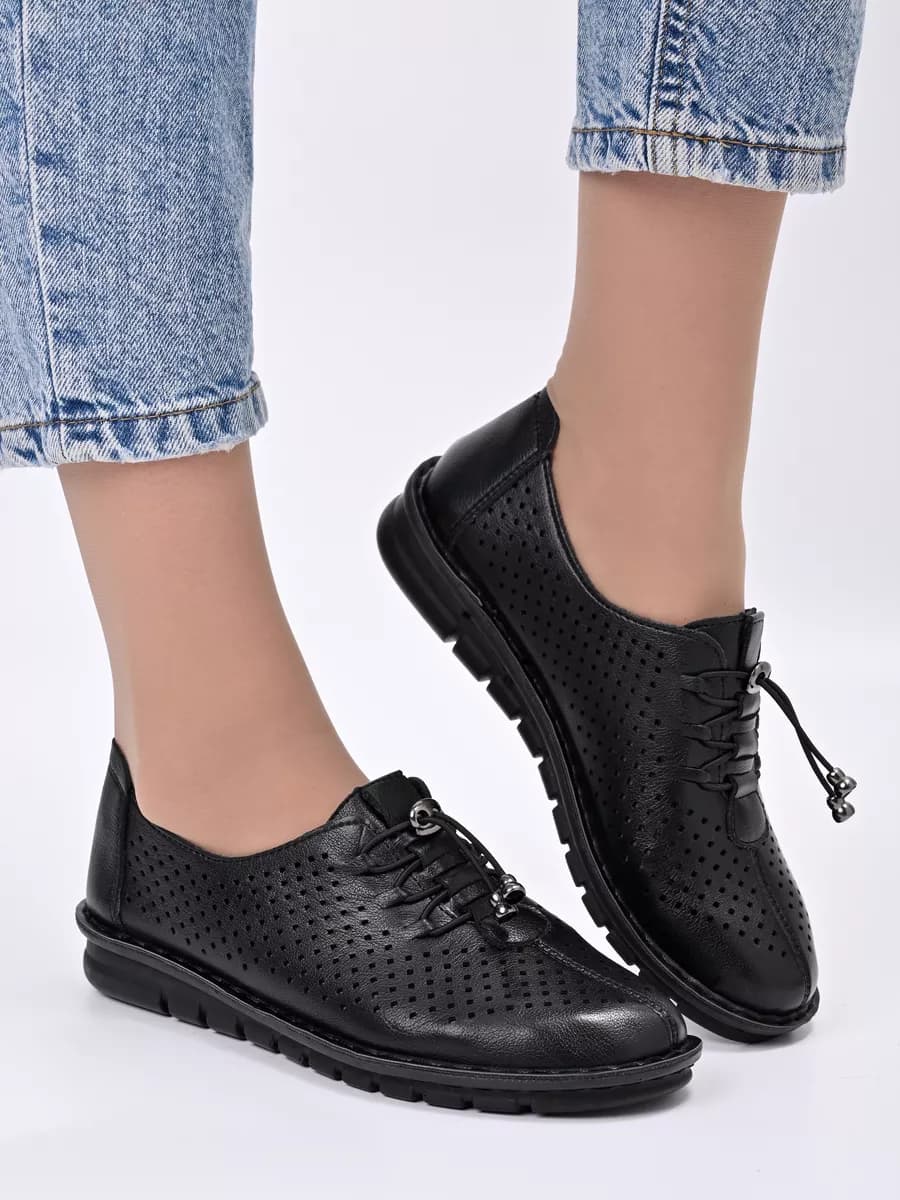 Мокасины летние кожаные с перфорацией