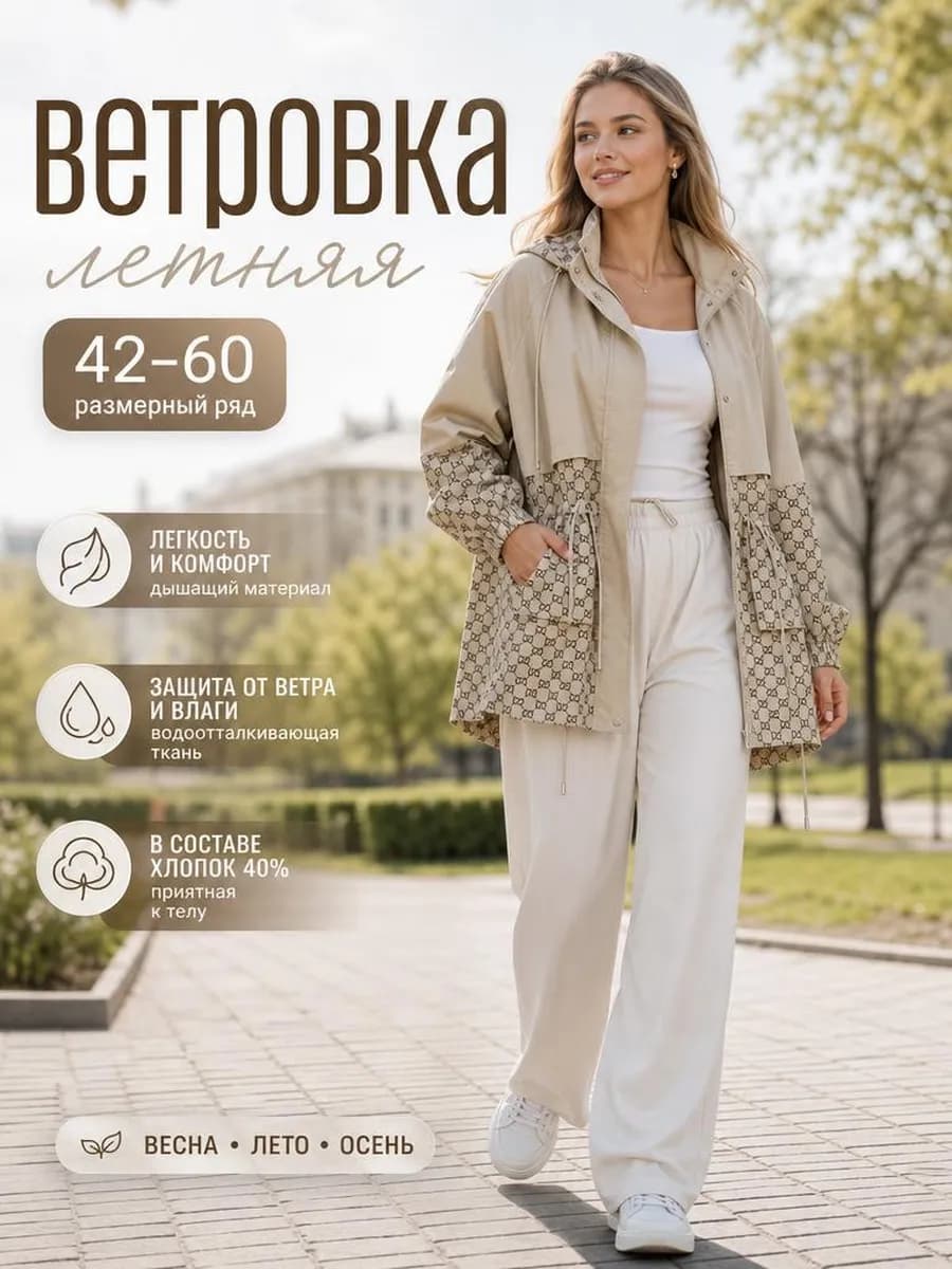 Ветровка хлопок летняя с кулиской большие размеры