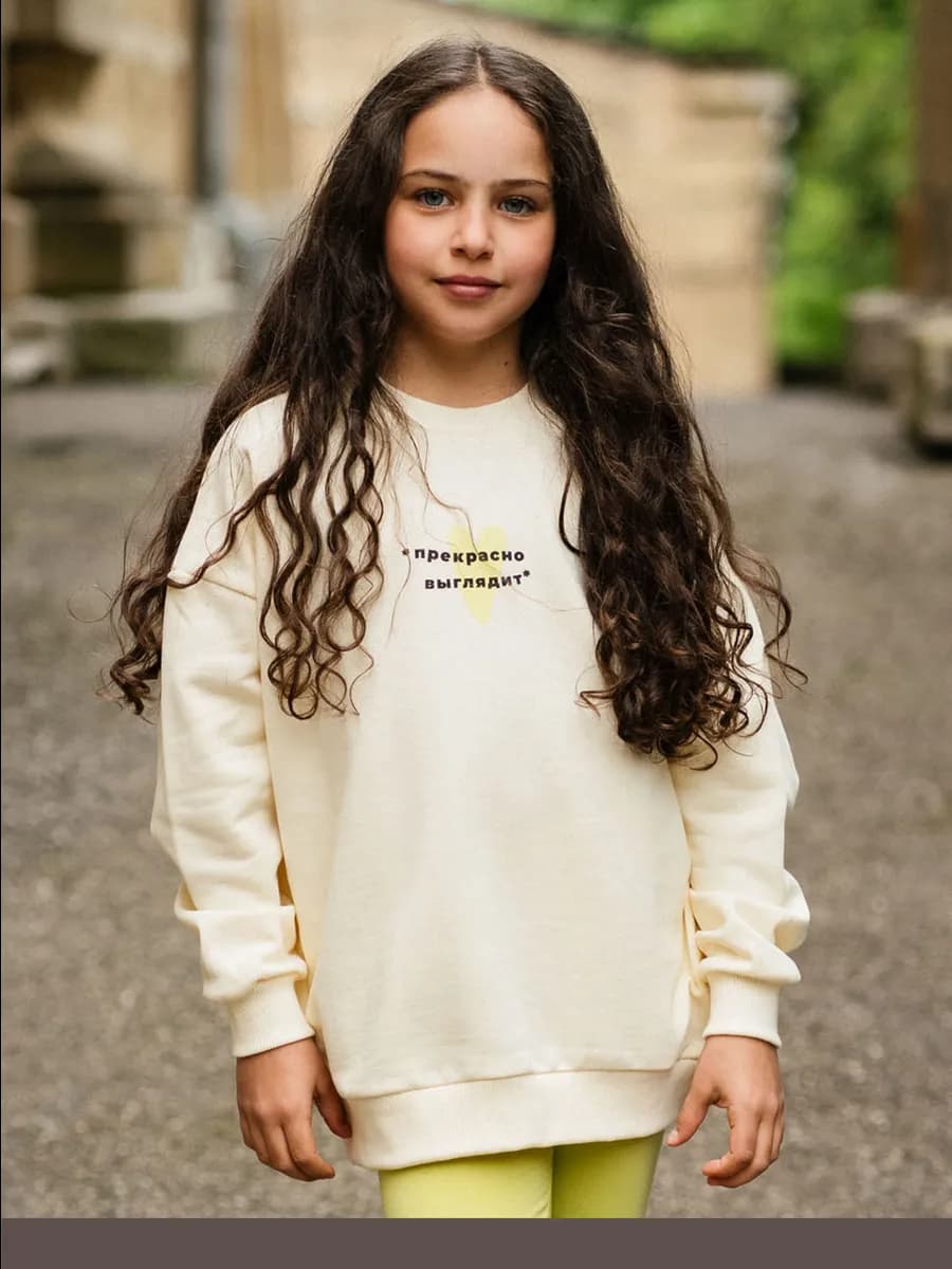 Свитшот для девочки детский оверсайз с принтом