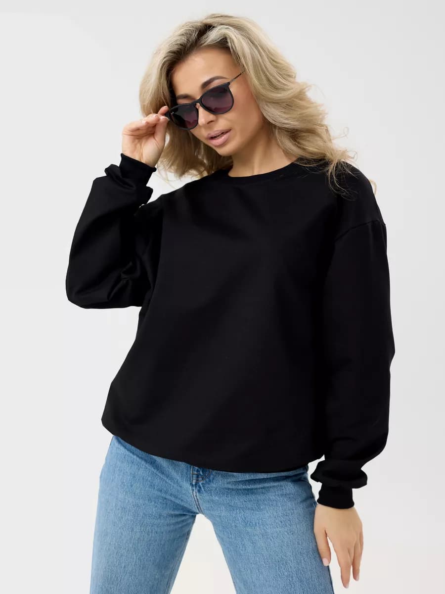 Свитшот оверсайз хлопковый трикотажный однотонный