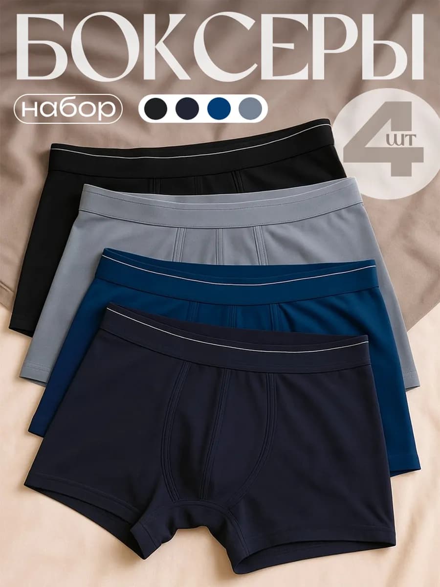 Трусы боксеры набор 4 штуки