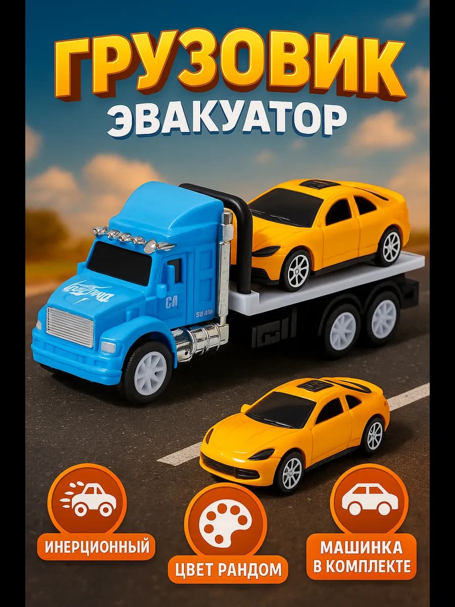 Грузовик инерционный с машинкой Эвакуатор