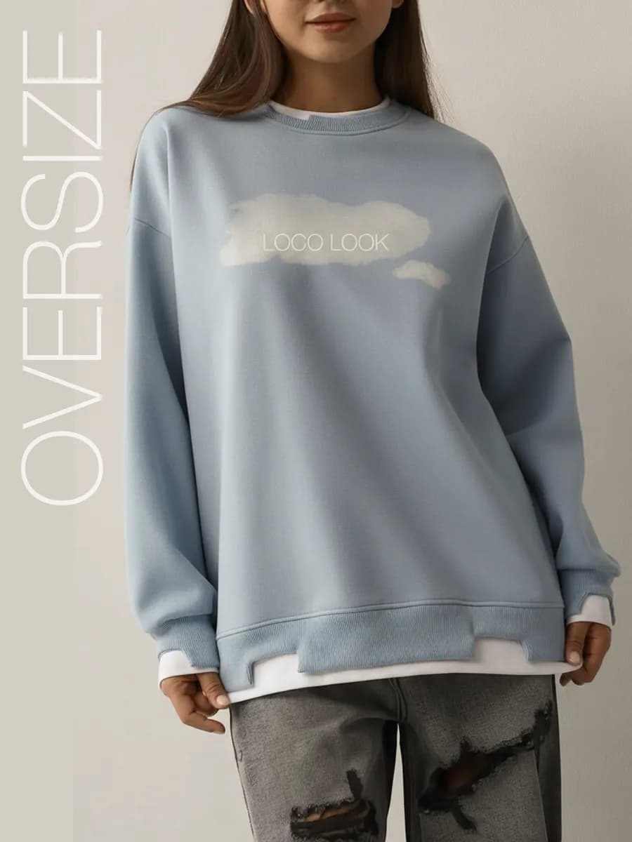Свитшот оверсайз с принтом кофта