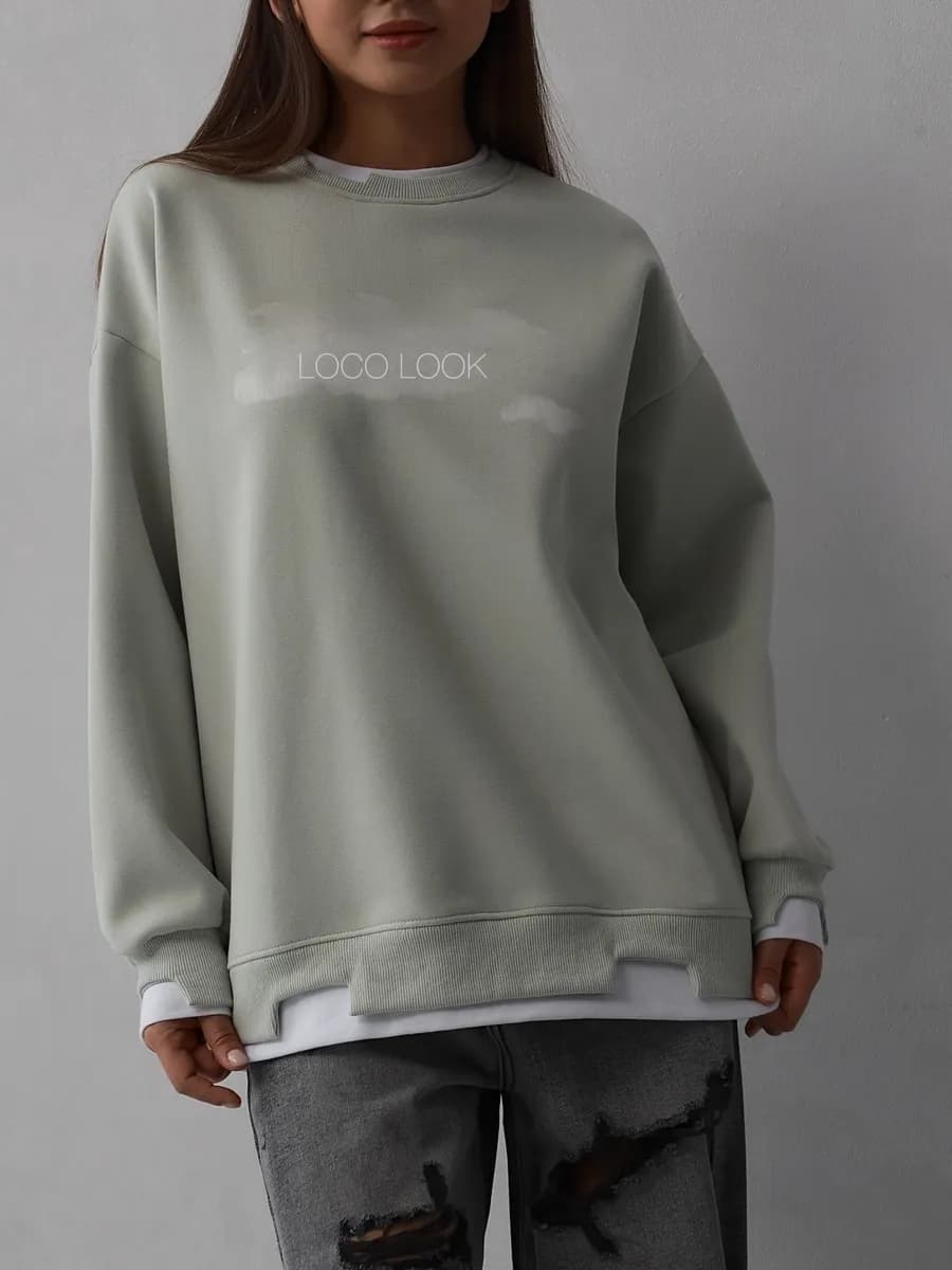 Свитшот оверсайз с принтом кофта