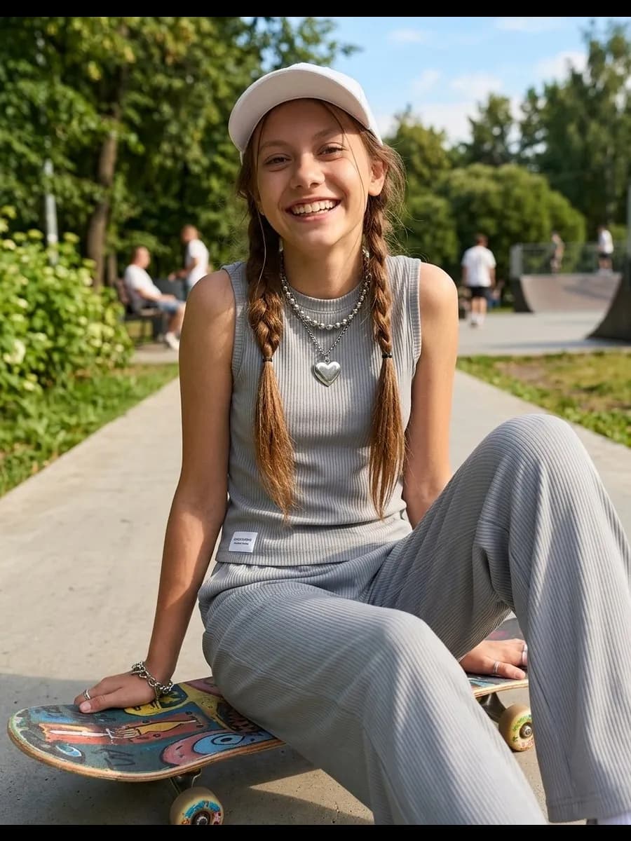 Костюм летний в рубчик