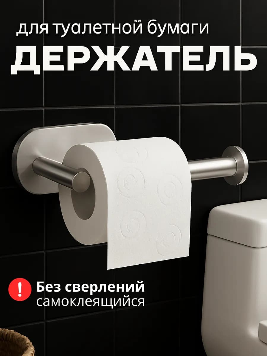 Держатель для туалетной бумаги самоклеящийся без сверления