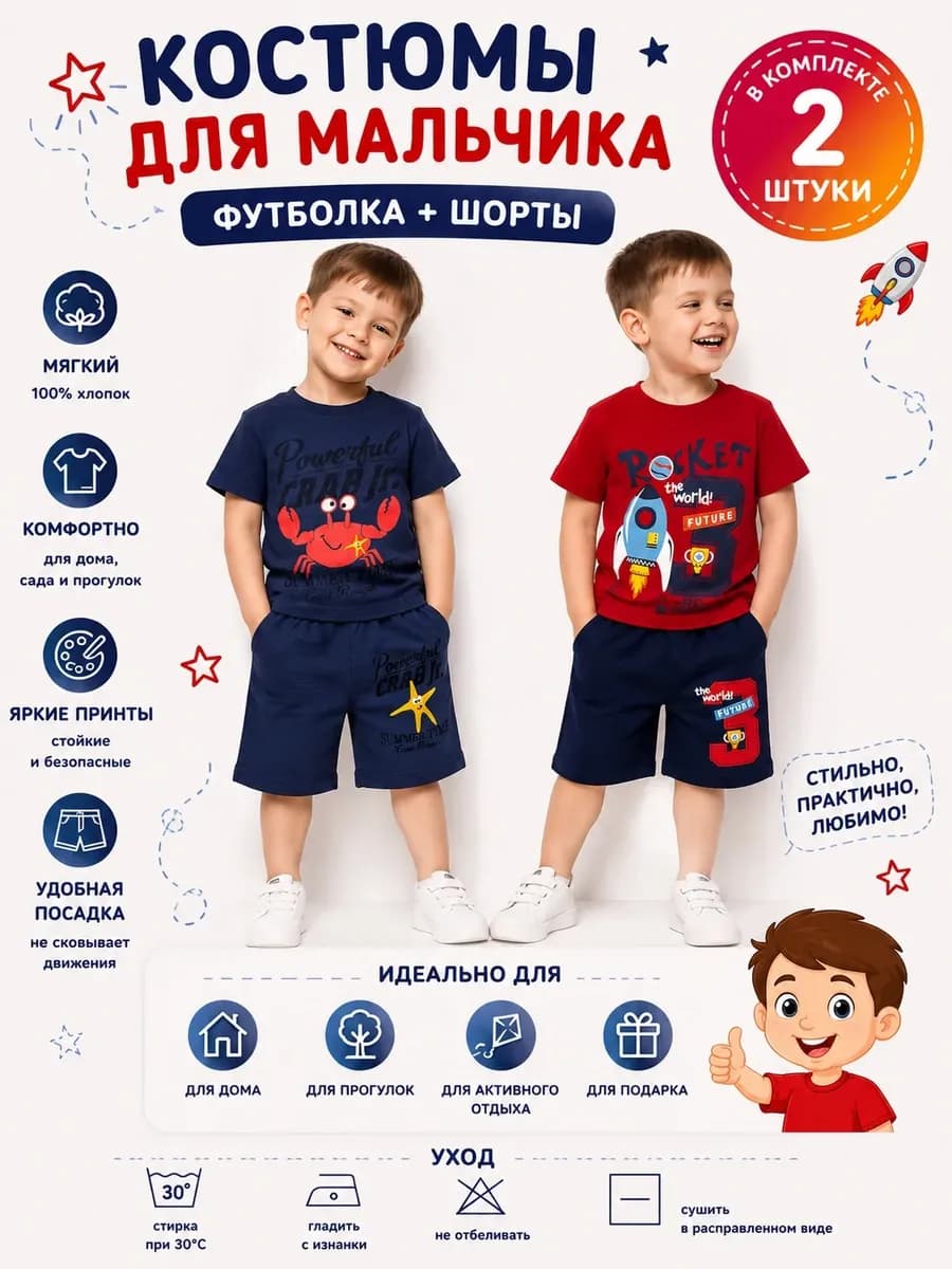 Костюм с шортами, набор 2 шт