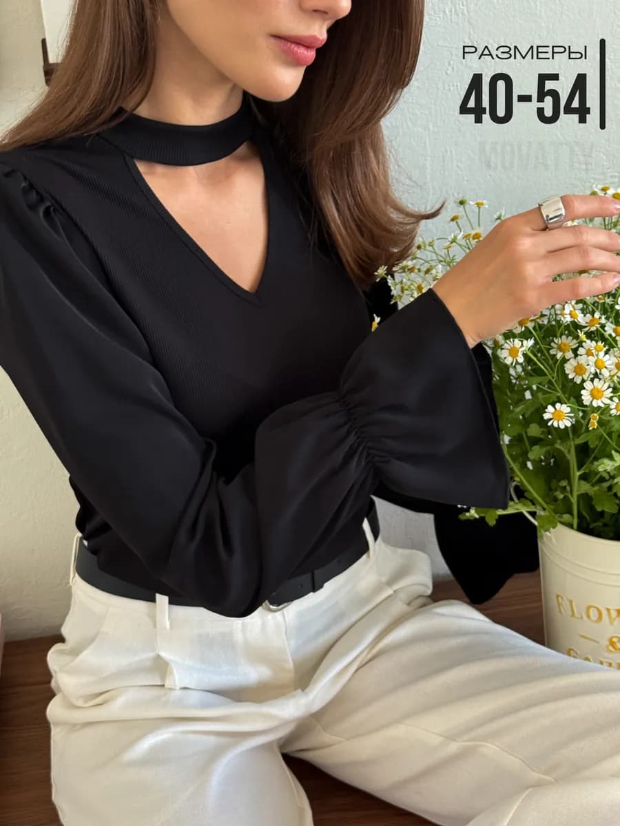 Нарядная блузка офисная больших размеров