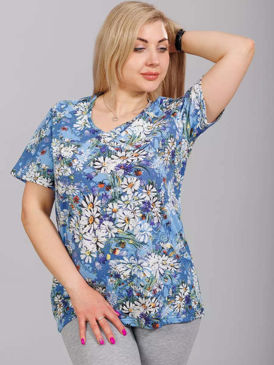 Домашняя футболка с принтом большие размеры - фото 1