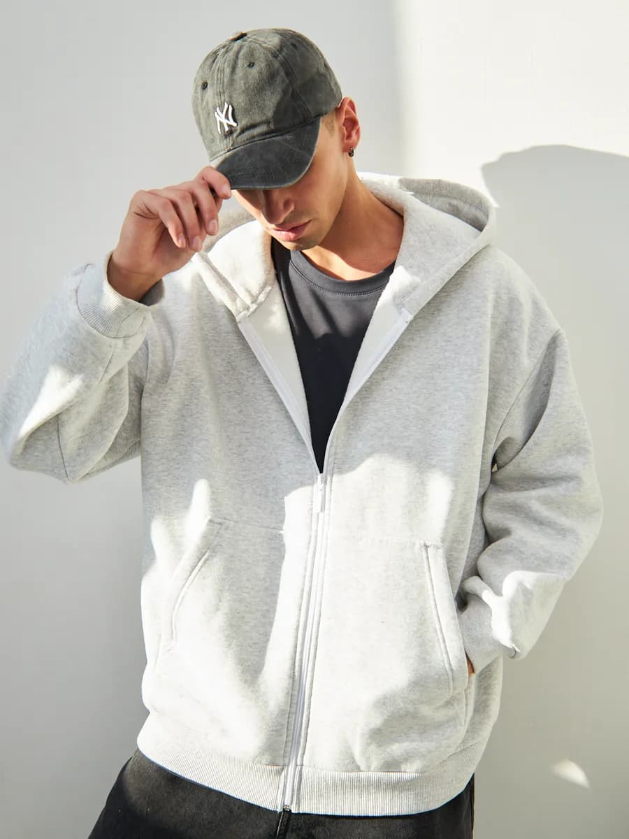 Толстовка на молнии оверсайз утепленная с начесом