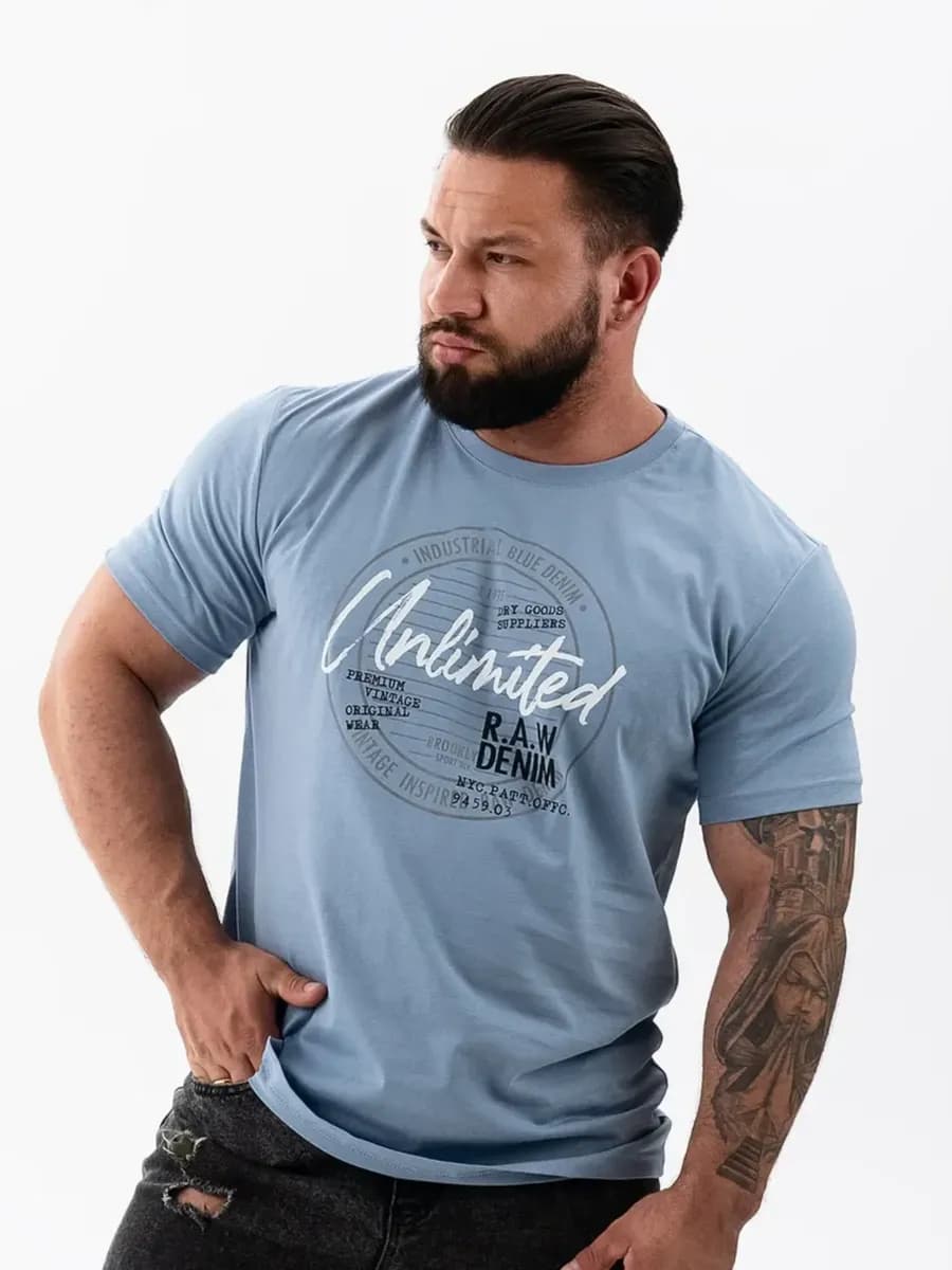 Футболка мужская базовая с принтом хлопок