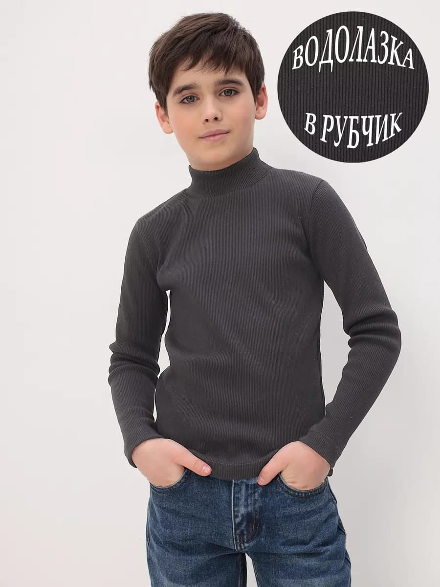 Водолазка трикотажная в рубчик со стойкой - фото 1