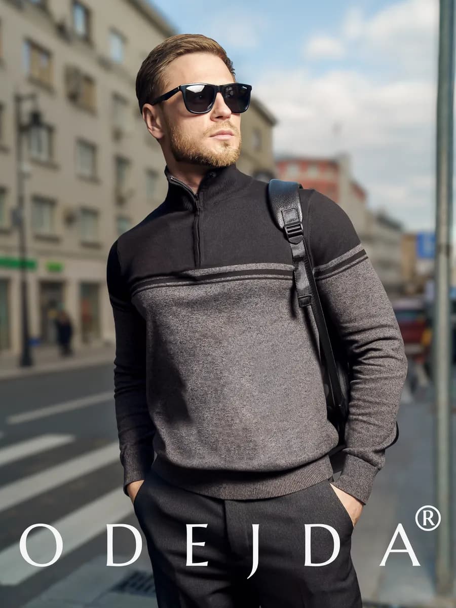 Джемпер классический теплый кофта полузамок