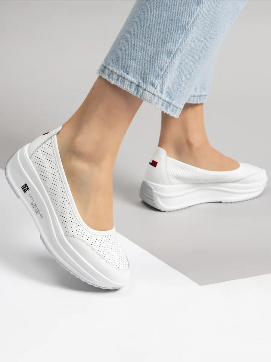 Мокасины белые женские натуральная кожа