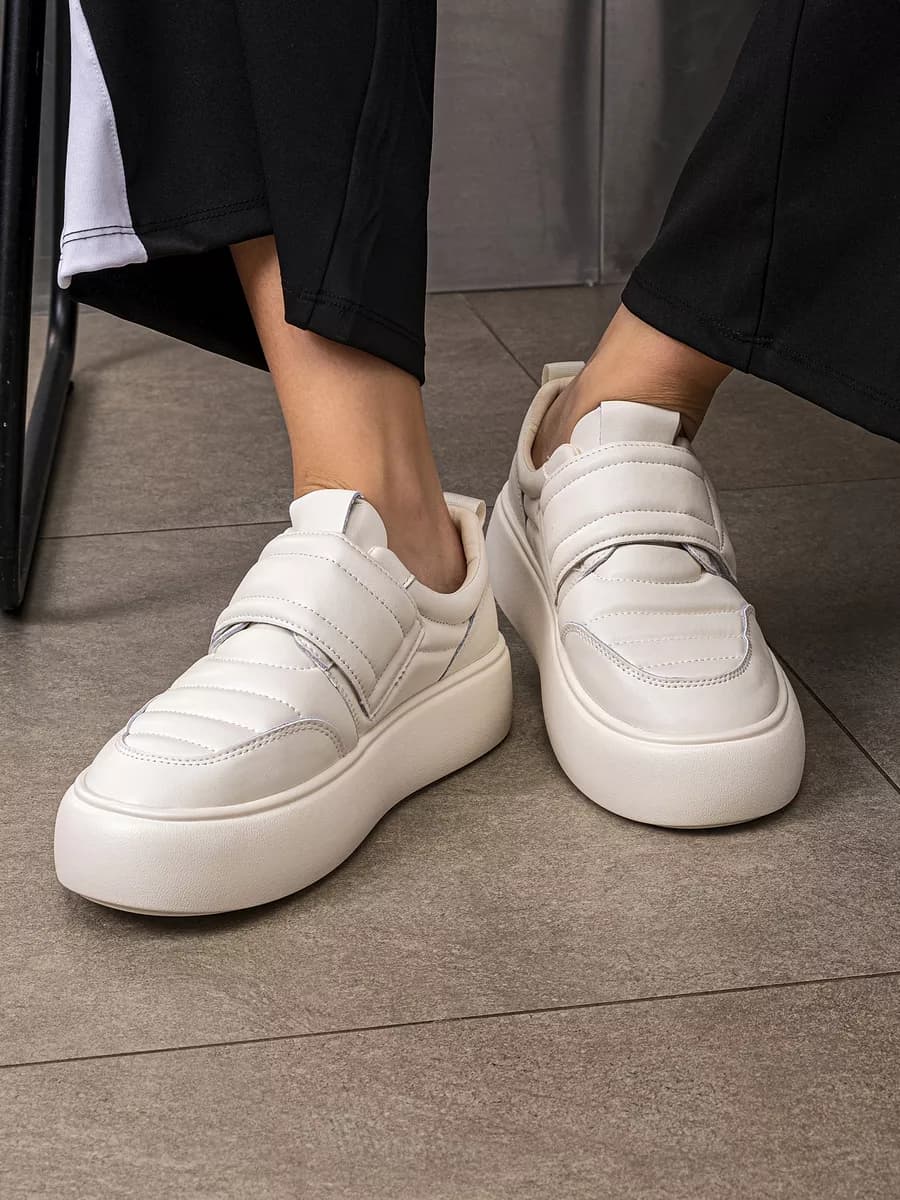 Кеды из натуральной кожи на толстой подошве - фото 1