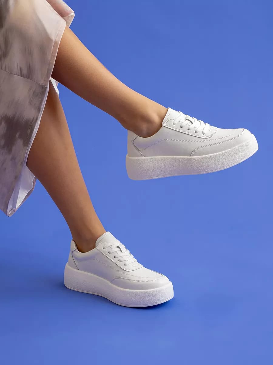 Кеды из натуральной кожи на толстой подошве - фото 1