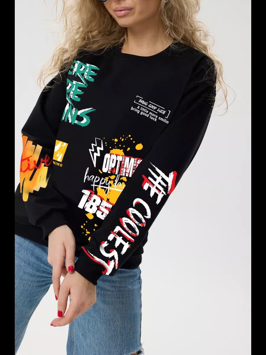 Свитшот оверсайз хлопковый трикотажный