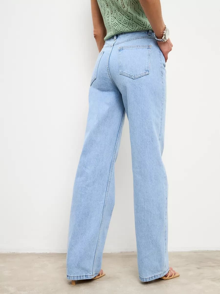 Джинсы прямые классика с высокой посадкой