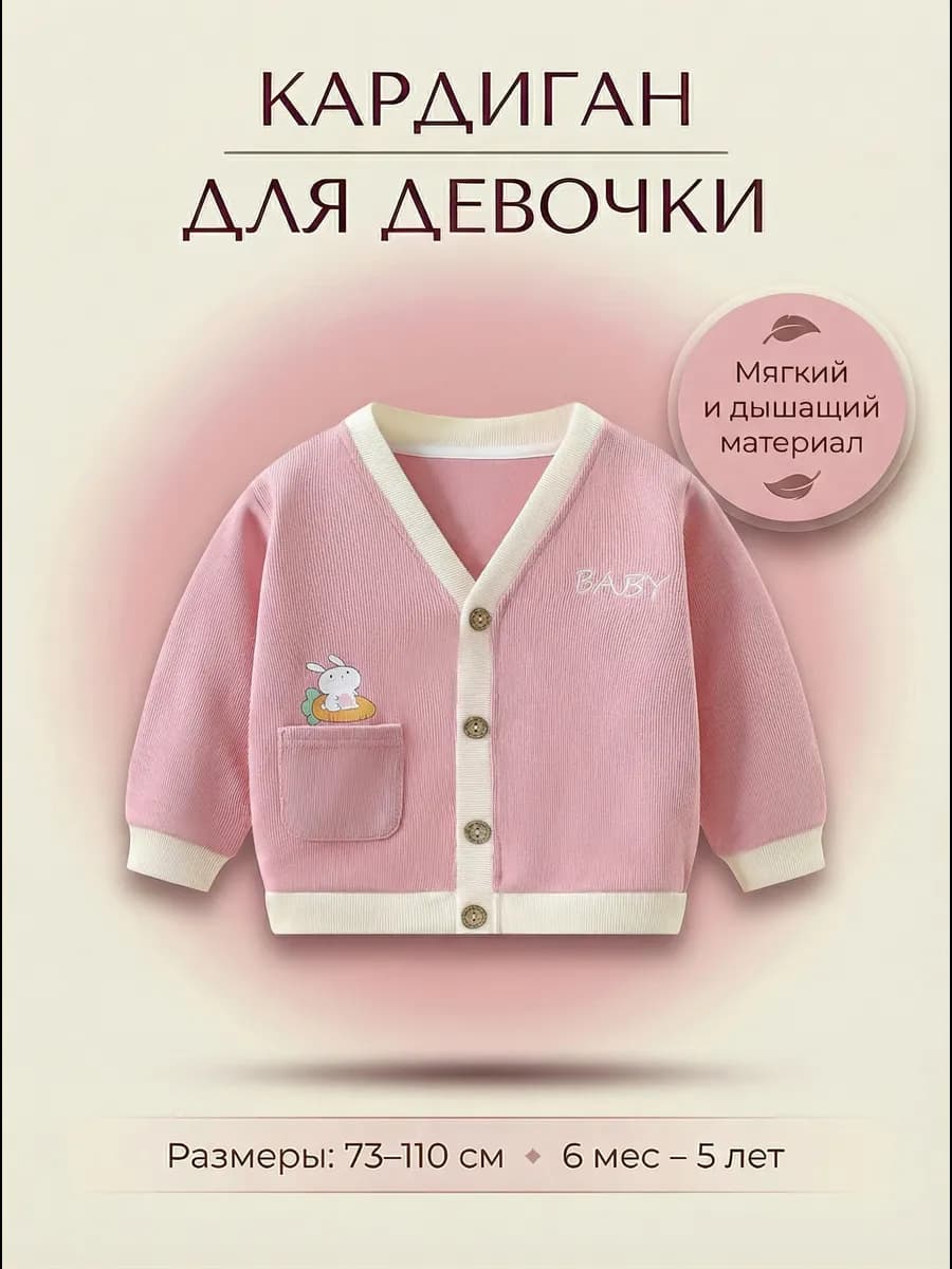 Кардиган детский трикотажный на пуговицах, кофта