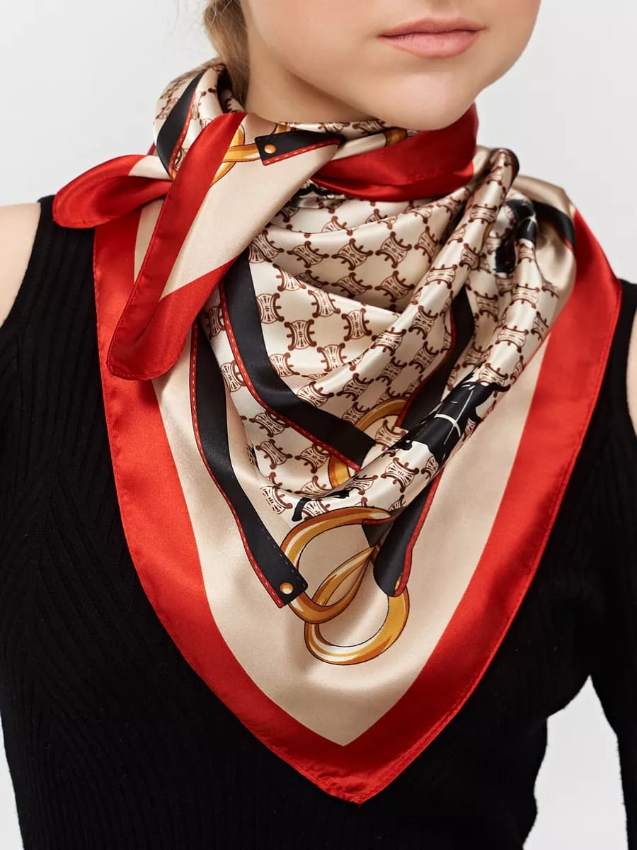 Шелковый платок на голову и шею