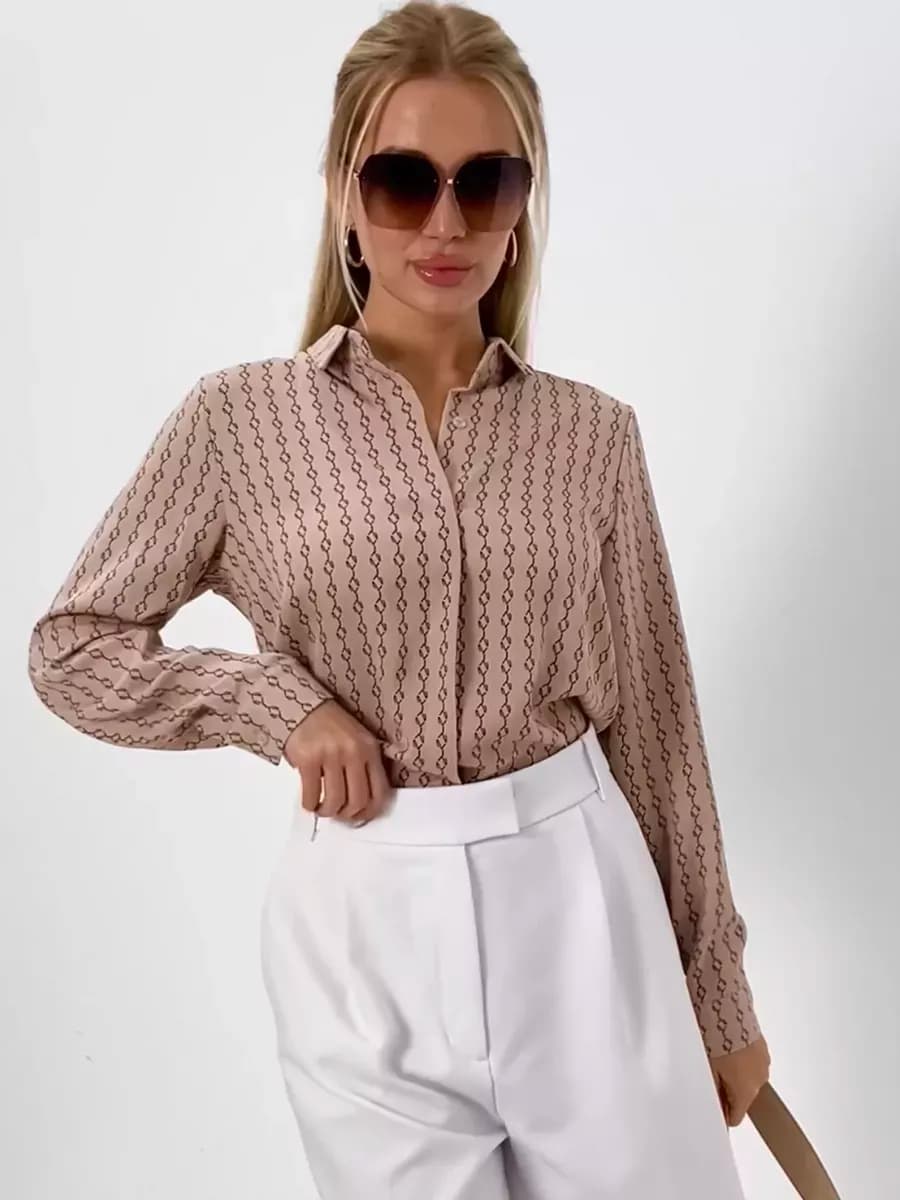 Блузка офисная нарядная рубашка с длинным рукавом - фото 1