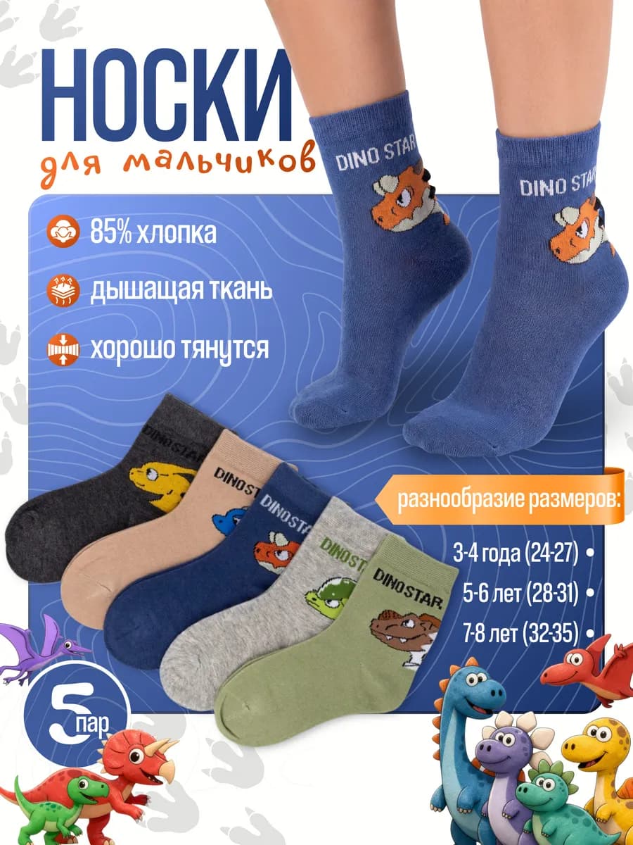 Носки детские для мальчика набор 5 пар