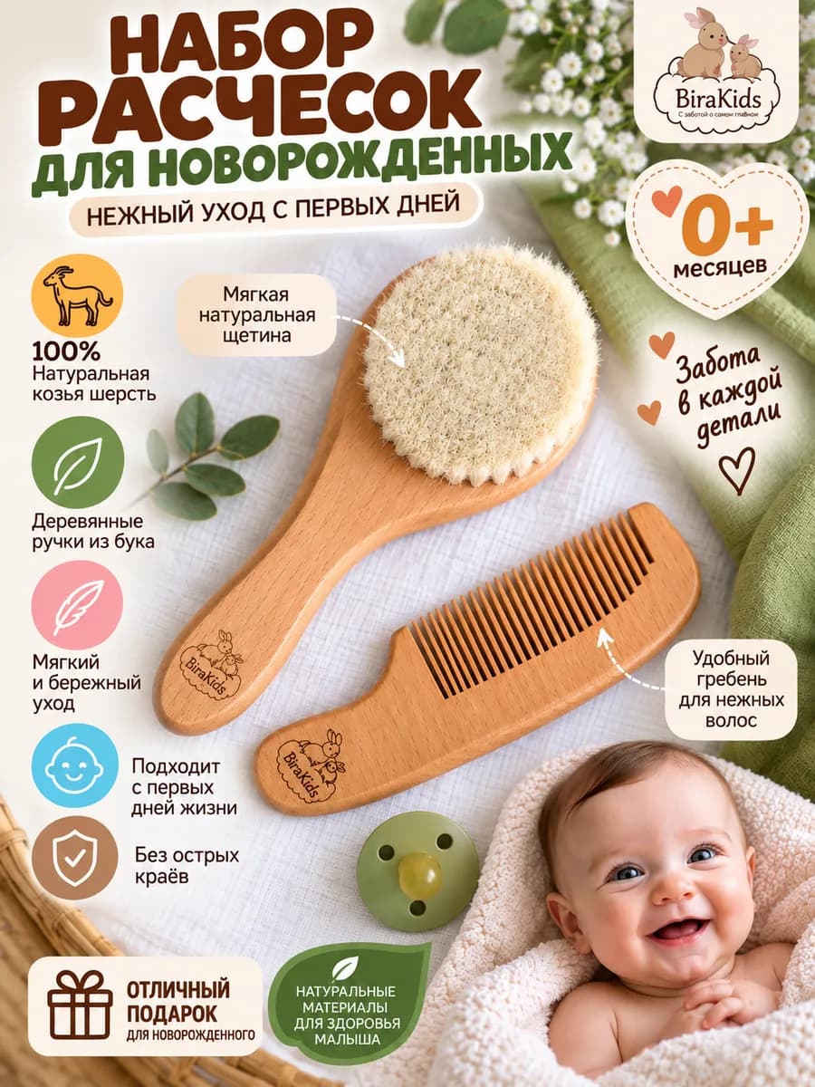 Набор расчесок для новорожденных для корочек