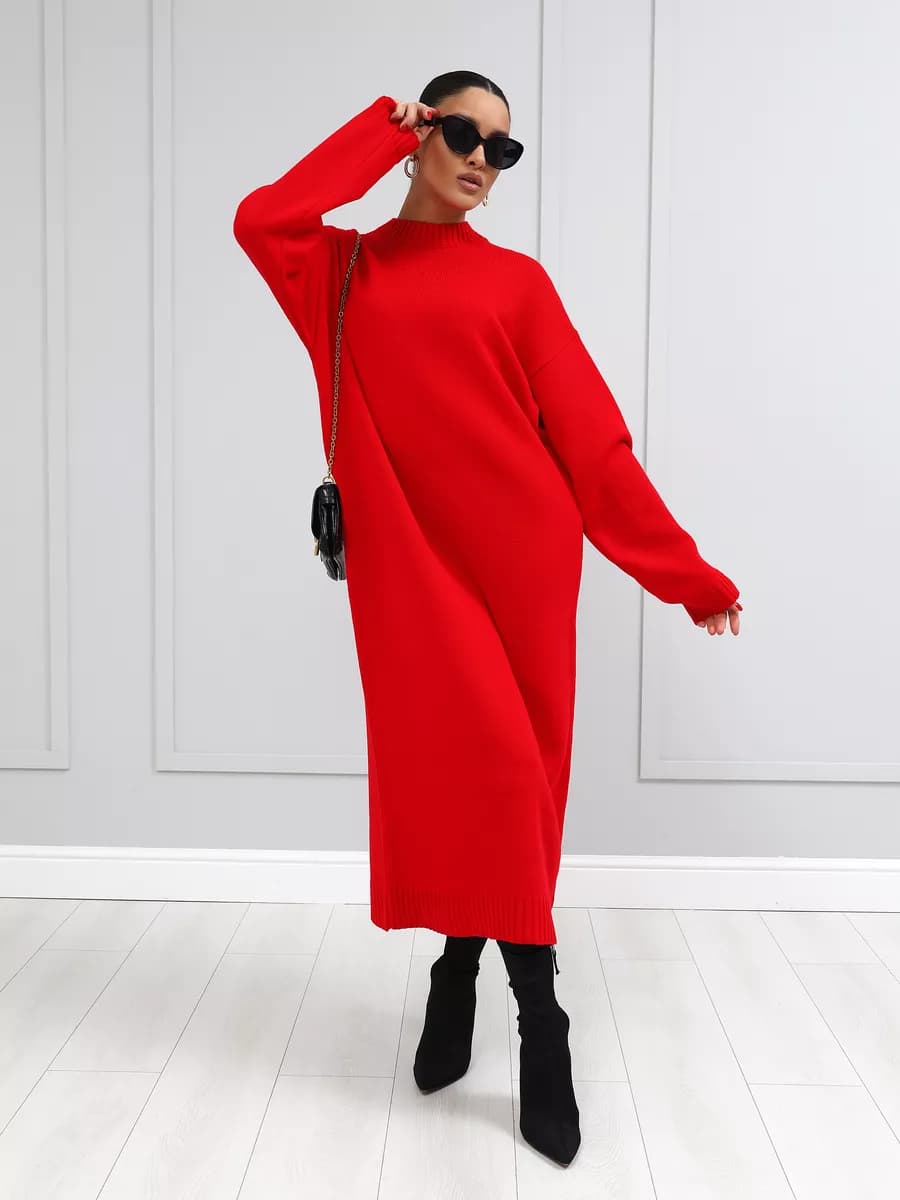 Платье вязаное базовая миди оверсайз