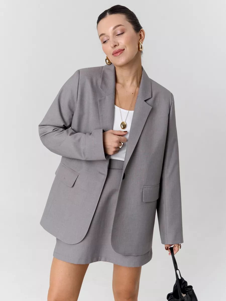 Пиджак однобортный оверсайз прямой - фото 1