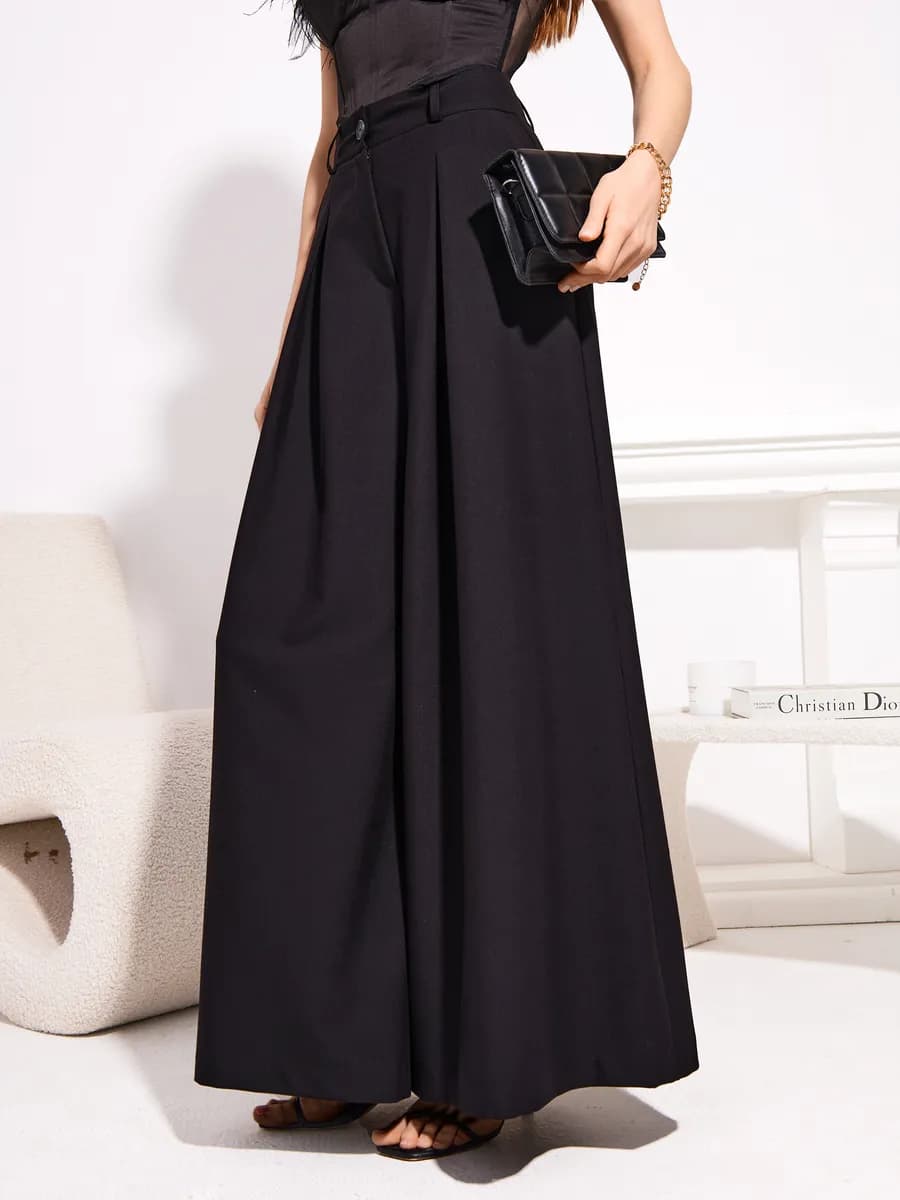 Брюки палаццо классические широкие с завышенной талией - фото 1