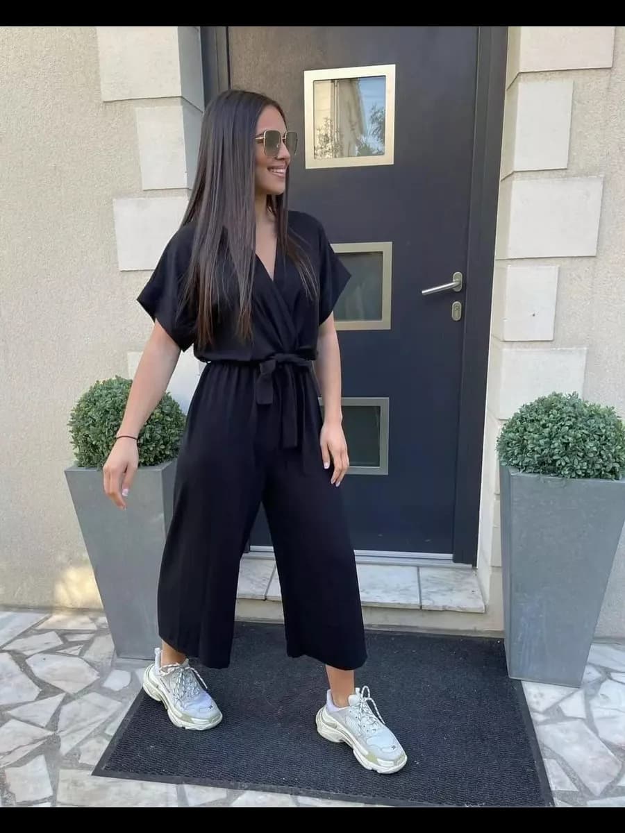 Комбинезон женский летний с коротким рукавом вечерний