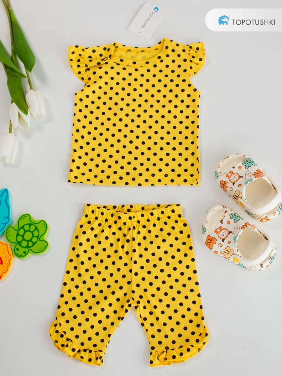 Летний костюм в горошек футболка с шортами для малыша