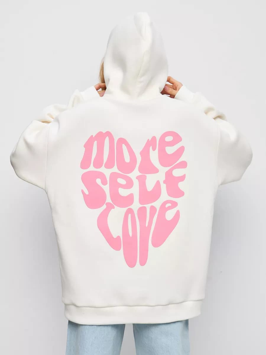 Худи оверсайз теплое с начесом и принтом на спине y2k