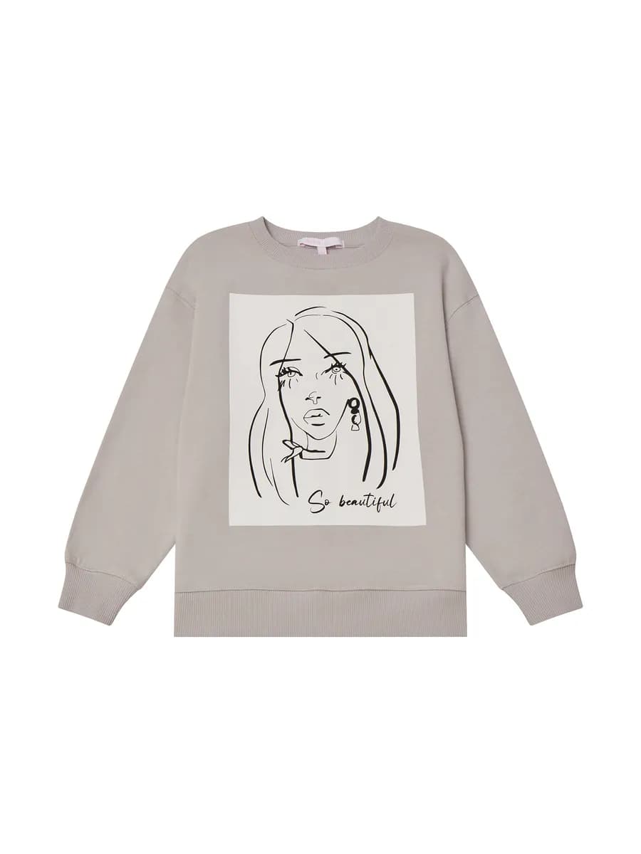 Удлиненный свитшот оверсайз с принтом