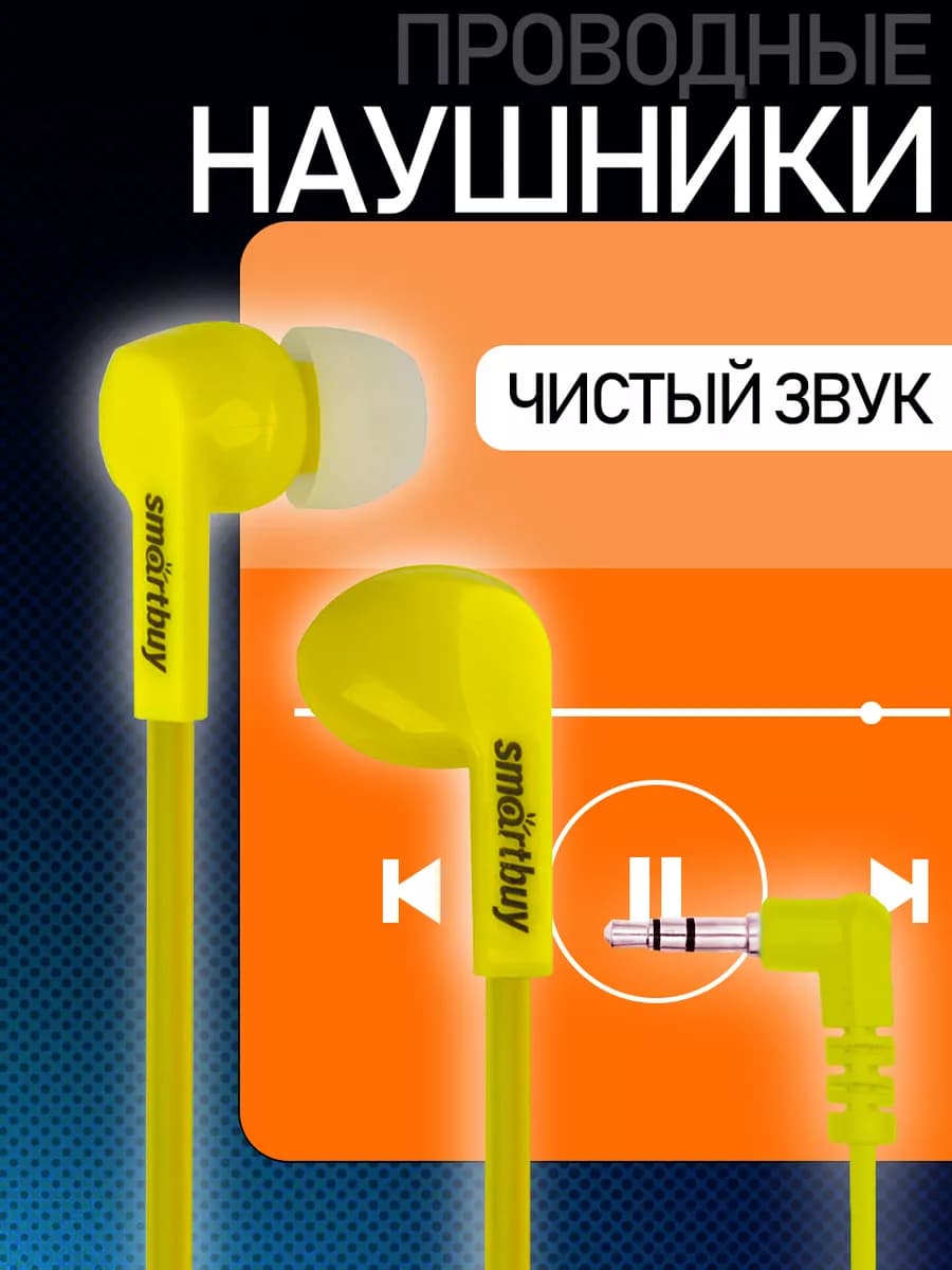 Наушники проводные желтые PRIME