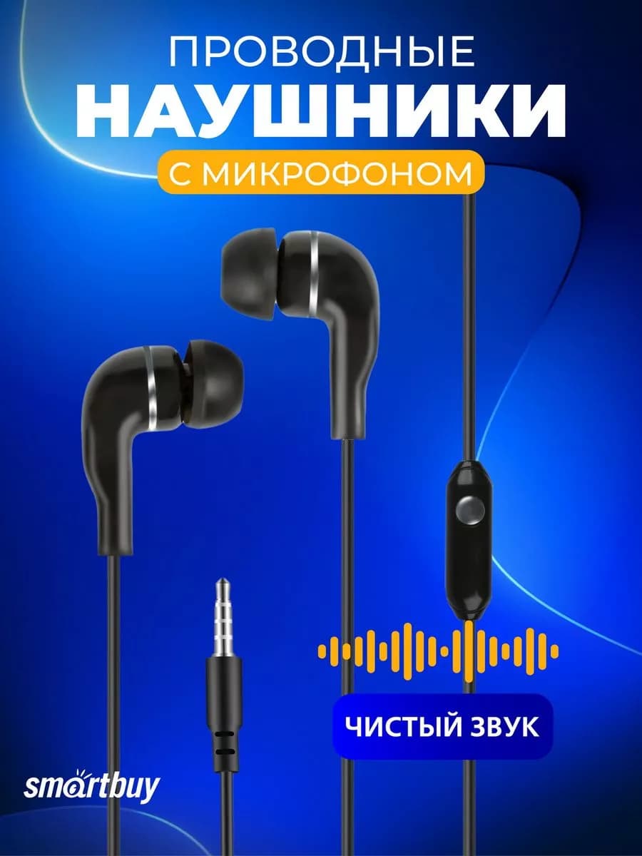Наушники проводные с микрофоном черные S4