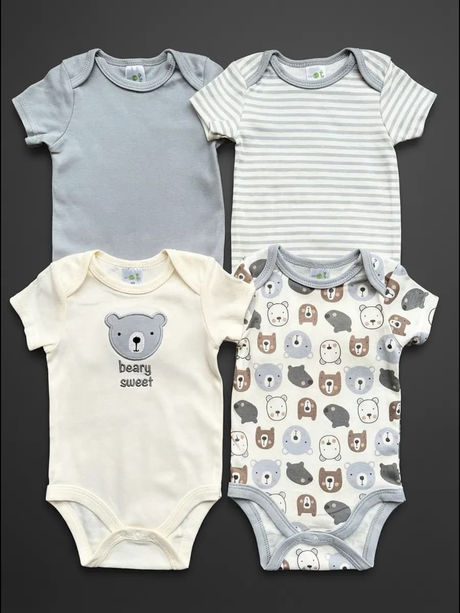 Набор боди для новорожденных с коротким рукавом 4 шт