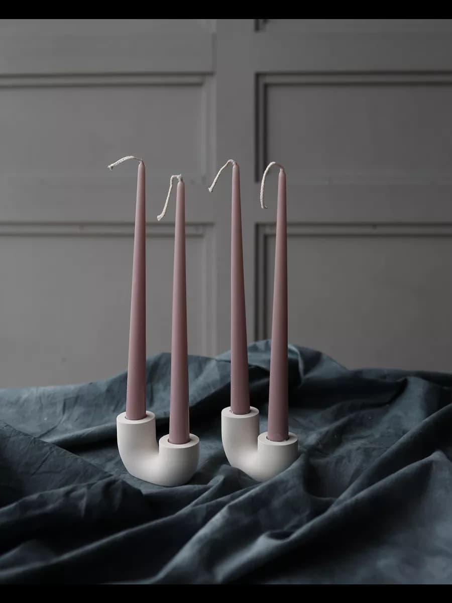 Подсвечники для тонкой высокой свечи, 2 шт, гипс